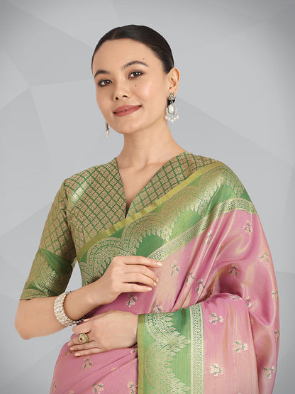 Monjolika Fashion Mauve Pink Color Weaving Banarasi Tissue Silk Classic Saree