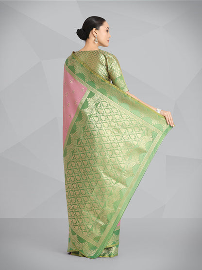 Monjolika Fashion Mauve Pink Color Weaving Banarasi Tissue Silk Classic Saree