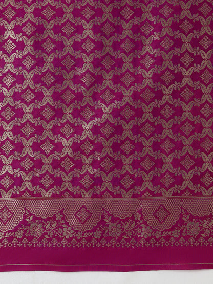 Monjolika Fashion Olive Banarasi Silk Blend SareeWith Zari Woven Rich Brocade Design