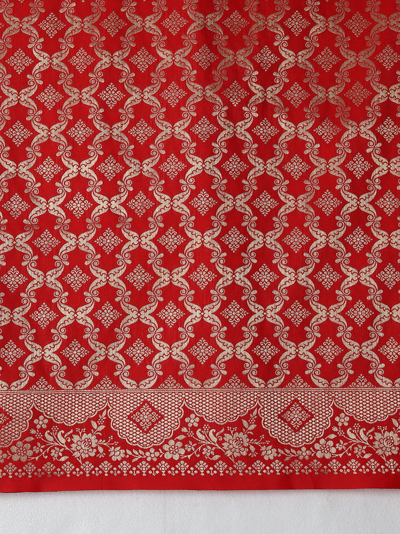 Monjolika Fashion Amber Banarasi Silk Blend SareeWith Zari Woven Rich Brocade Design