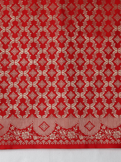 Monjolika Fashion Amber Banarasi Silk Blend SareeWith Zari Woven Rich Brocade Design