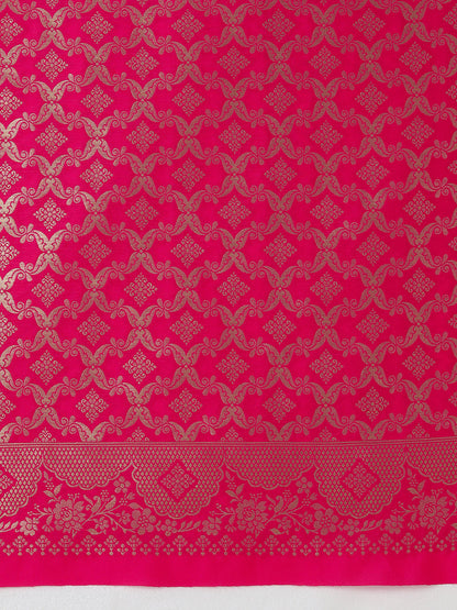 Monjolika Fashion Light Pink Banarasi Silk Blend SareeWith Zari Woven Rich Brocade Design