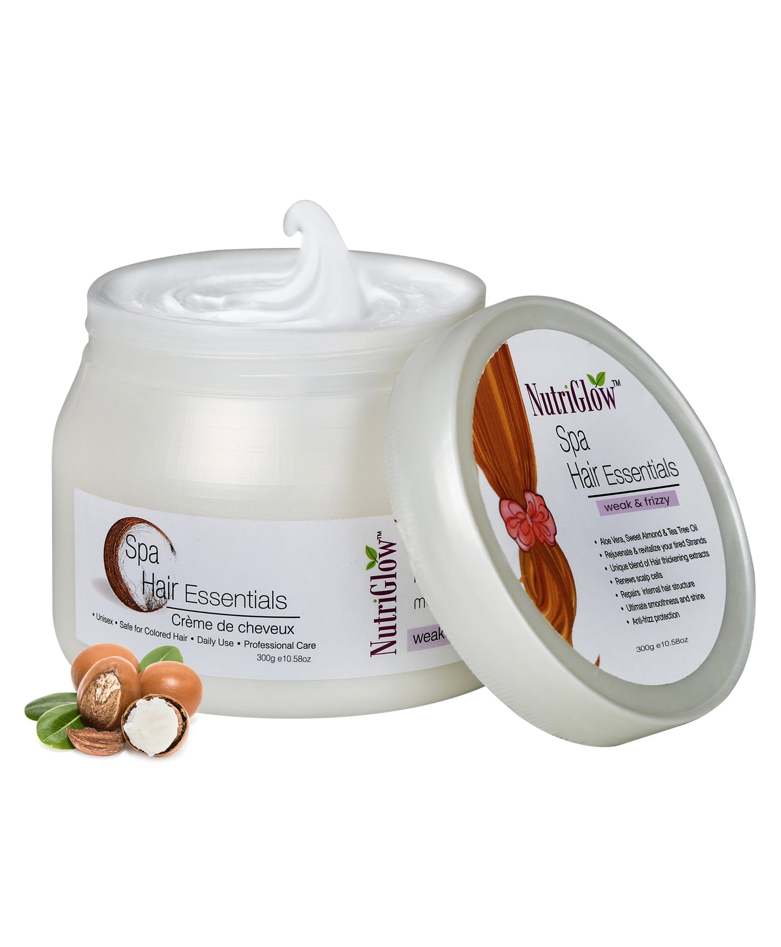 NutriGlow Hair Spa Cream With Volumizing & Shine Lock Formula for Weak & Frizzy Hair - 300 gms