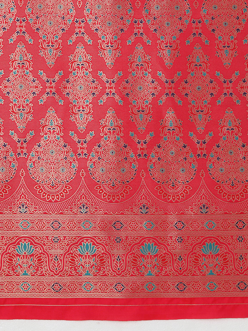 Monjolika Fashion Elegant Hot Pink Banarasi Silk Blend SareeBrocade Motifs & Zari Woven Splendor