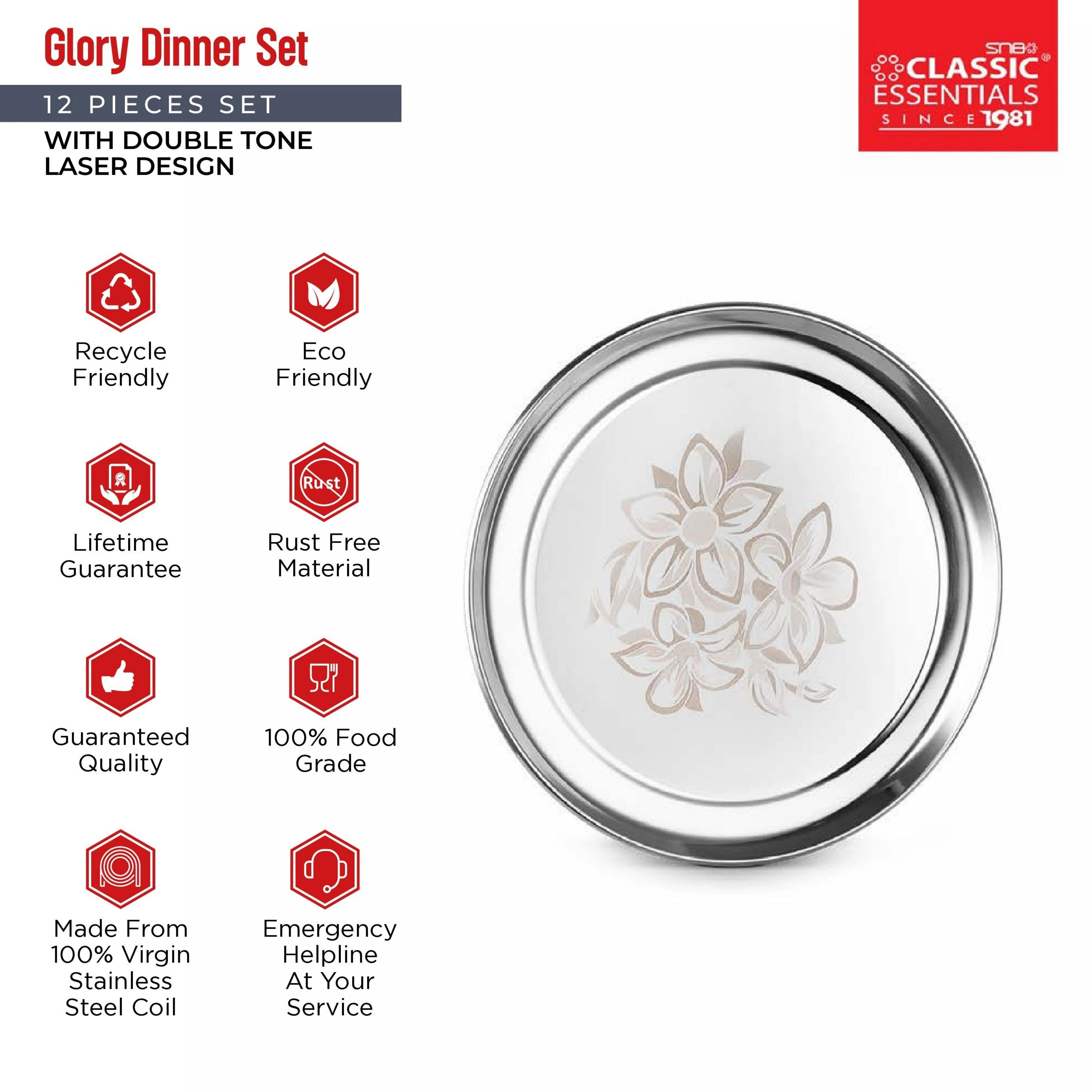 Classic Essentials Stainless Steel 12 Piece Glory Dinner Set
