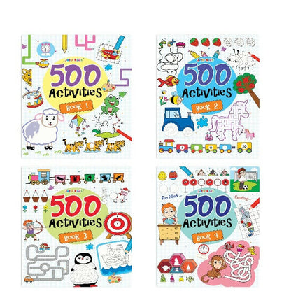 Jolly Kids Fun Learning 500 Activities Books Set of 4| Ages 3-8 years Thinking Skills Activities Learning Counting, Spelling, Solve Puzzle Activities