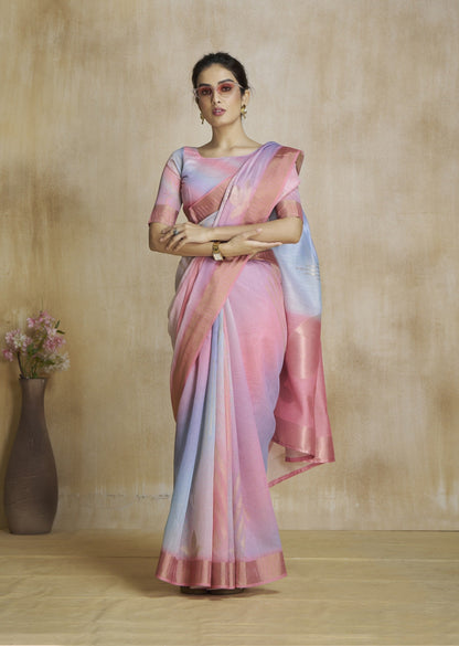 Anaita Pink Fancy Fabric With Digital Print Saree With Blouse
