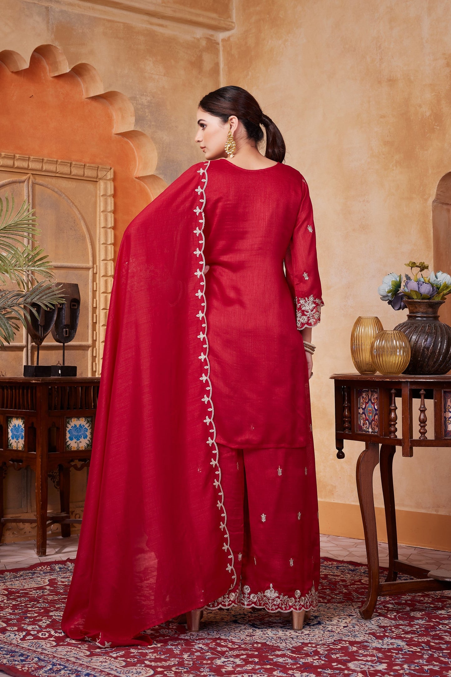 Anaita Pink Readymade Suit with Embroidery Work