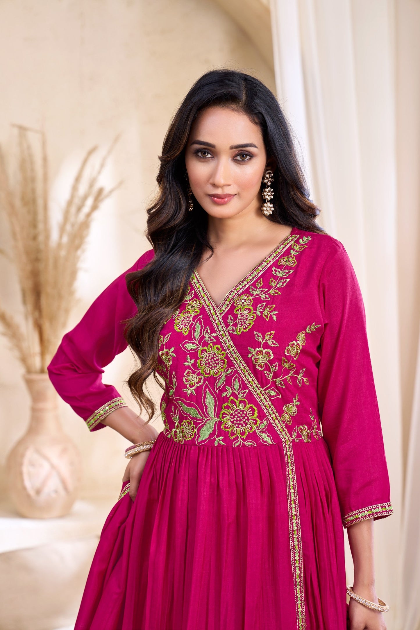 Anaita Pink Anarkali Readymade Suit with Embroidery Work