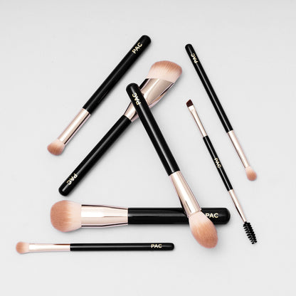 PAC Studio Beginner Basic Face & Eye Brush Kit - Sturdy Sleek Handles, Densely Packed Soft Bristles