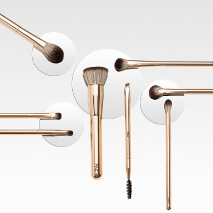 PAC Studio Everyday Glam Brush Kit - Ultra Luxe Handles, All in One Set for Versatile Looks, Elegant Pouch