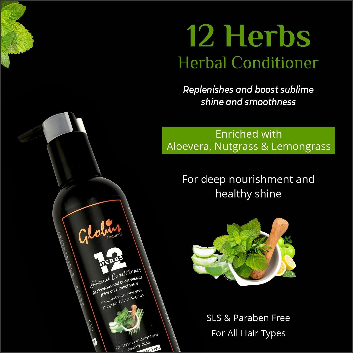 Globus Naturals 12 Herbs Hair Growth Conditioner For Deep Nourishment - 250 ml