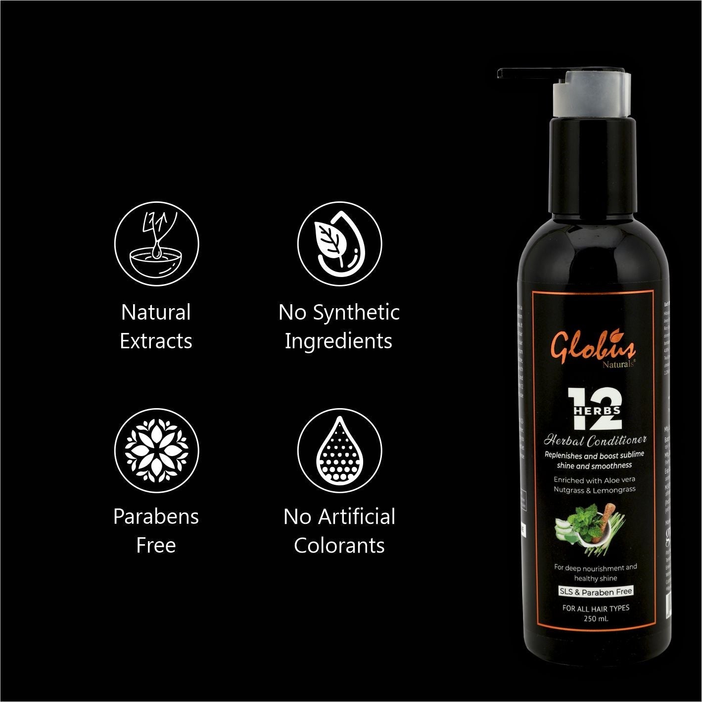 Globus Naturals 12 Herbs Hair Growth Conditioner For Deep Nourishment - 250 ml
