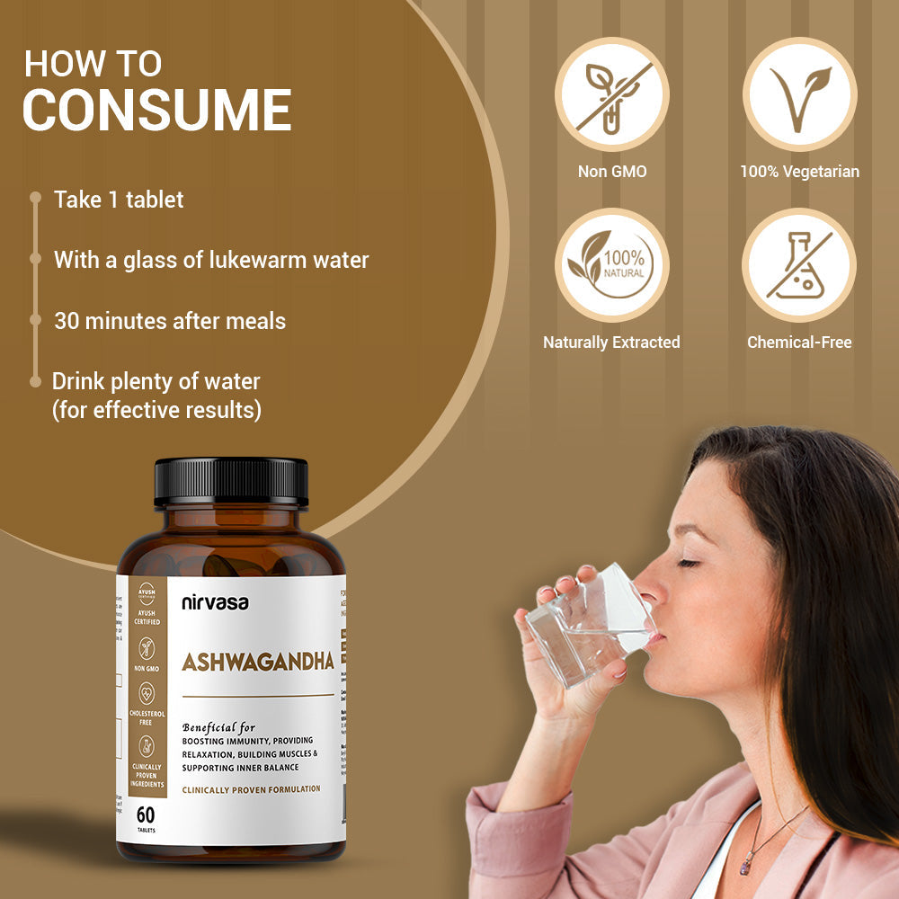 Nirvasa Ashwagandha Tablets - 60 tabs