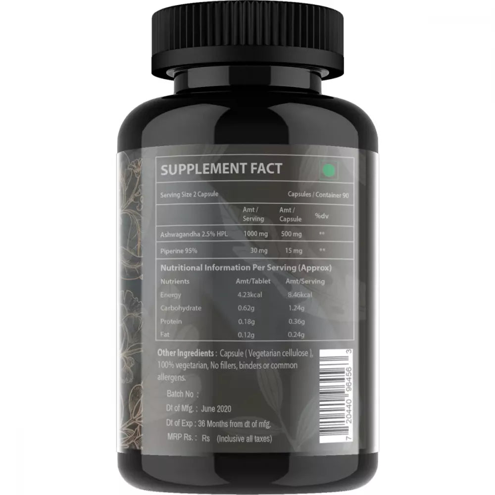 Vitaminhaat Ashwagandha With Piperine 500Mg Per Capsules - 90 caps