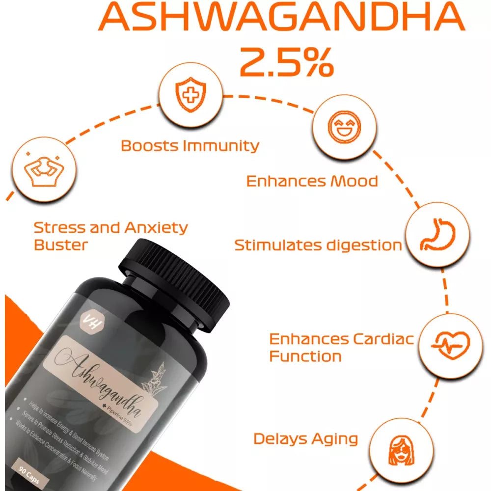 Vitaminhaat Ashwagandha With Piperine 500Mg Per Capsules - 90 caps