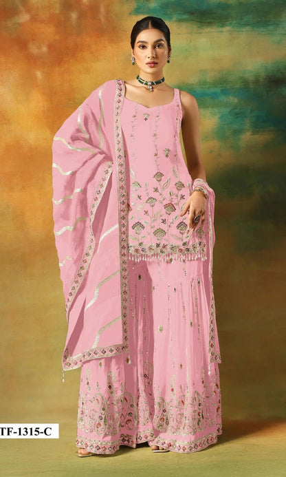 Anaita Baby Pink Heavy Fox Georgette Suit With Embroidery Work