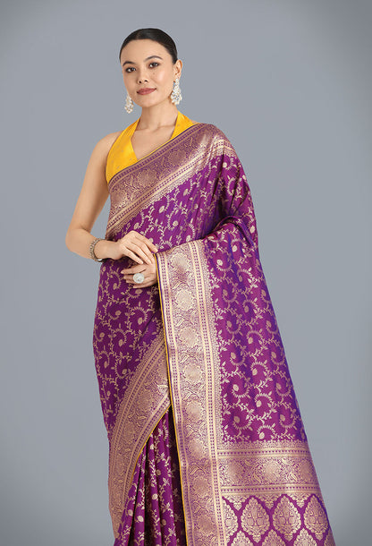 Monjolika Fashion Purple Color Banarasi Silk Wedding Collection Saree