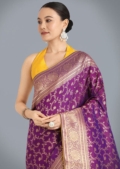 Monjolika Fashion Purple Color Banarasi Silk Wedding Collection Saree