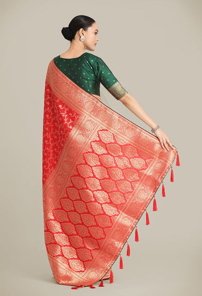 Monjolika Fashion Red Color Banarasi Silk Wedding Collection Saree