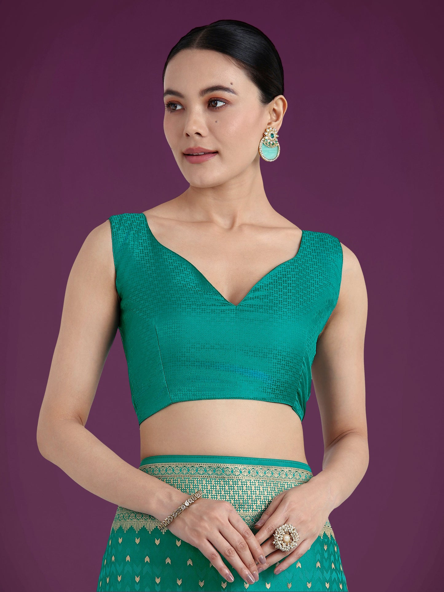 Monjolika Fashion Gorgeous Turquoise Woven Banarasi Satin Designer Silk Saree