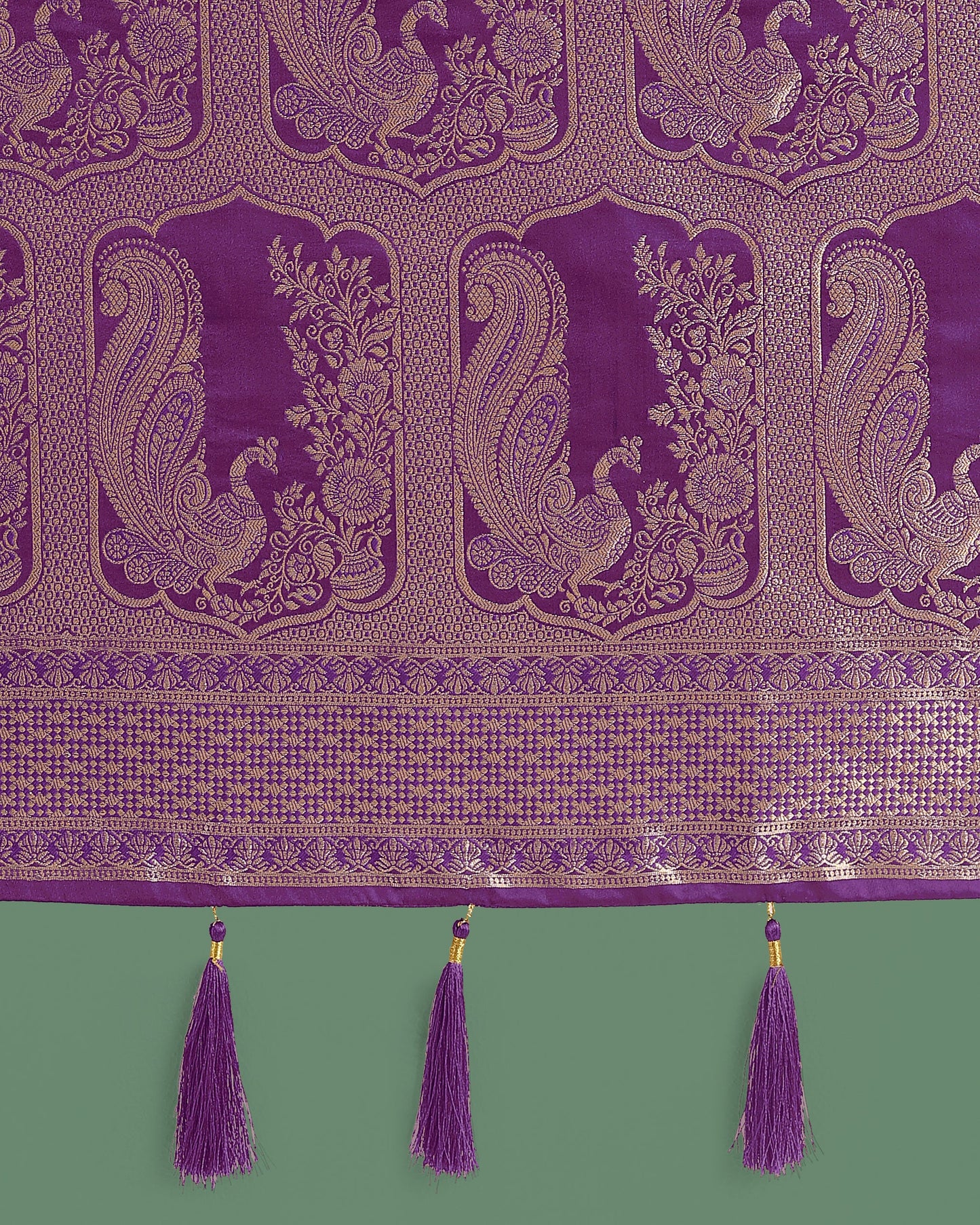 Monjolika Fashion Gorgeous Purple Woven Banarasi Satin Designer Silk Saree