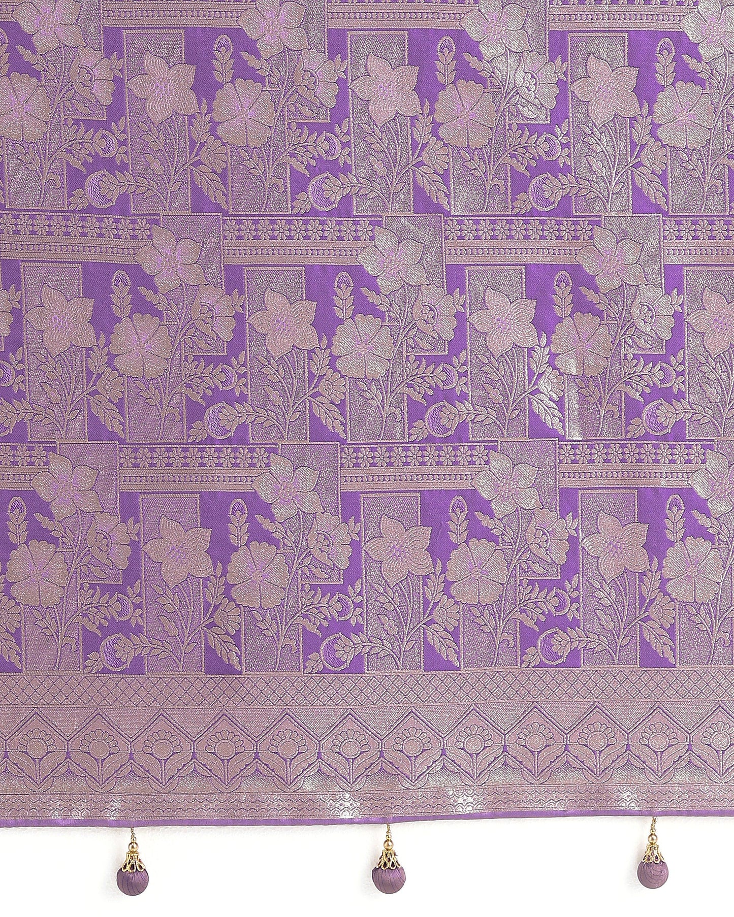 Monjolika Fashion Lavender Color Banarasi Satin Silk Zari Weaving Festival Saree