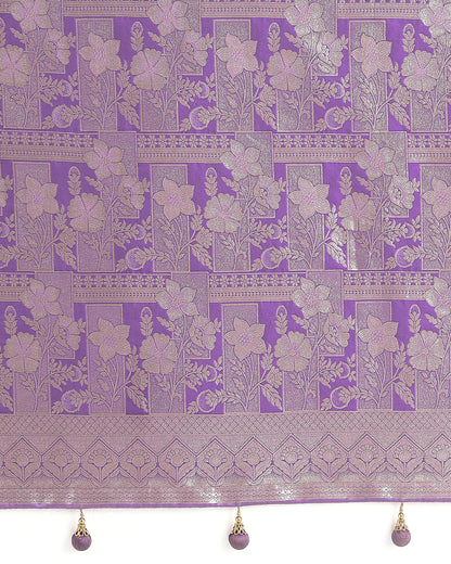 Monjolika Fashion Lavender Color Banarasi Satin Silk Zari Weaving Festival Saree