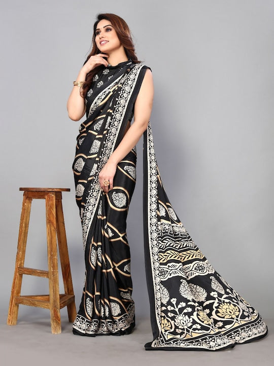 Fabmora Floral Pure Crepe Saree