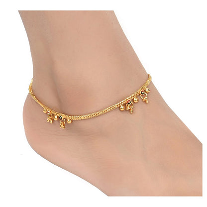 AanyaCentric Gold-Polished Traditional Anklets Payal - Classic and Stylish for Women and Girls
