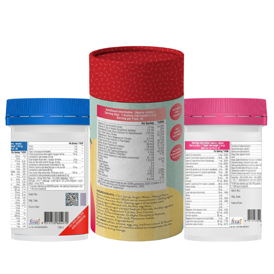Swisse Multivitamin For Men & SwisseMe Kids Multivitamin Gummies & Swisse Multivitamin for Women Combo