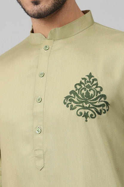 Laurel Embroidered Cotton Kurta by Hilo Design