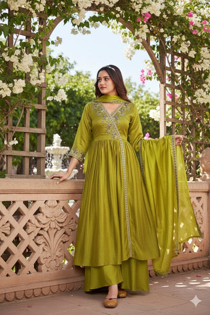 Anaita Yellow Anarkali Readymade Suit with Embroidery Work