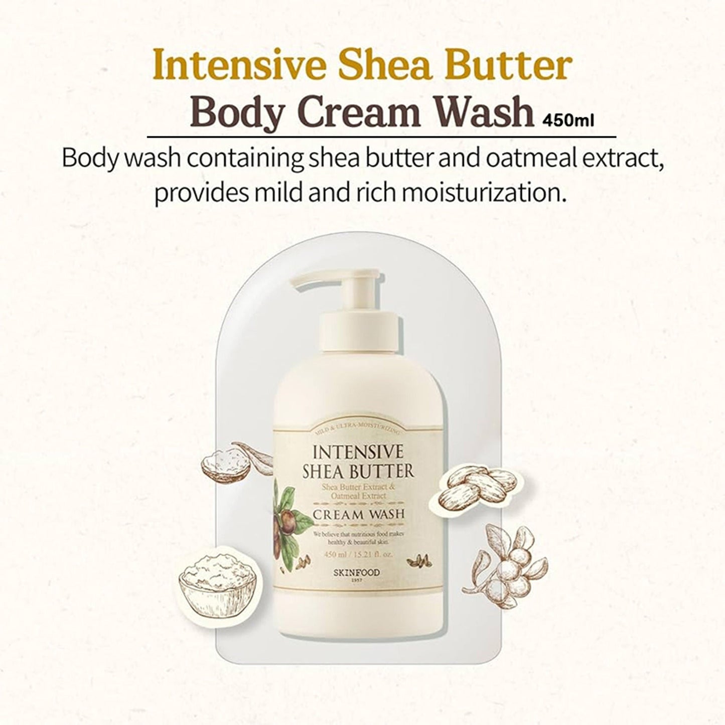 Skinfood Intensive Shea Butter Cream Wash - Nourishing, Moisturizing, Skin Softening