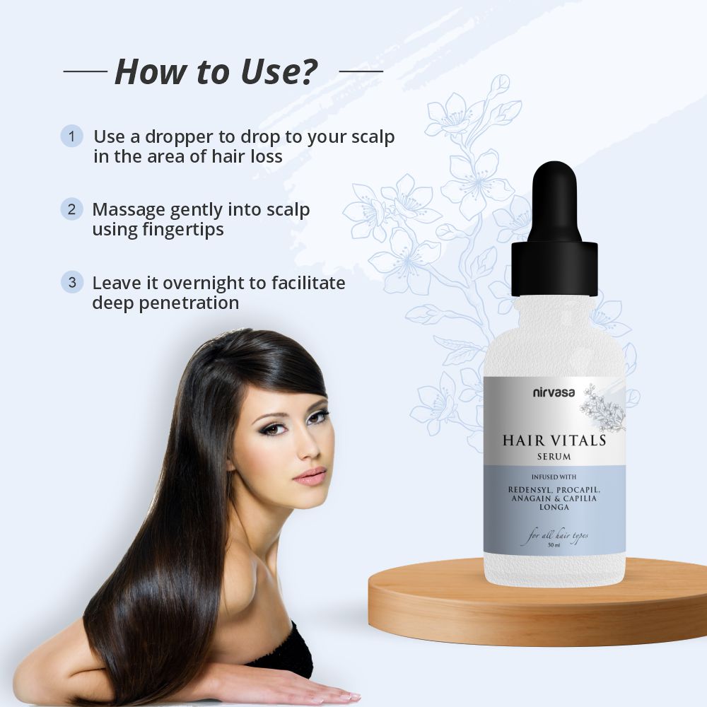 Nirvasa Anti Hairfall Shampoo & Hair Vitals Tablets & Hair Vitals Serum Combo
