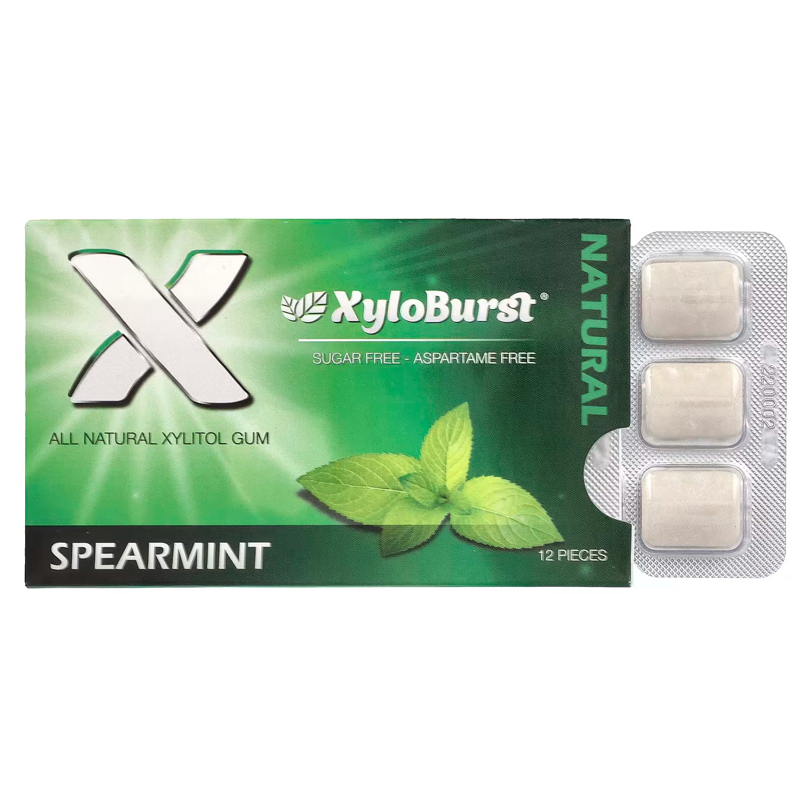 XyloBurst Gum | Xylitol Chewing Gum | Sugar Free, Gluten Free, Keto Friendly | Aspartame Free Gum For Oral Health | Spearmint | 12 Pieces, Pack of 1