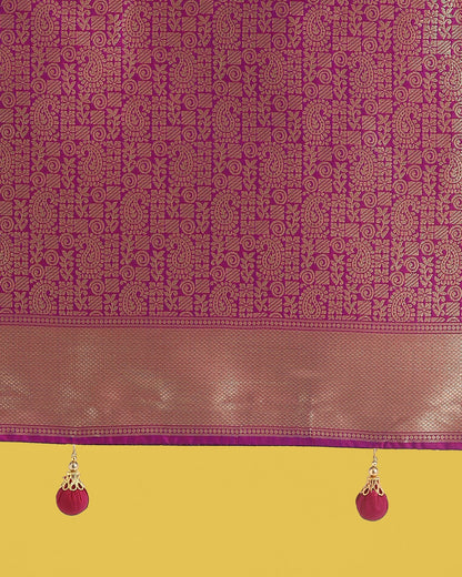 Monjolika Fashion Multi Colour Banarasi Silk Zari Weaving Classic Saree