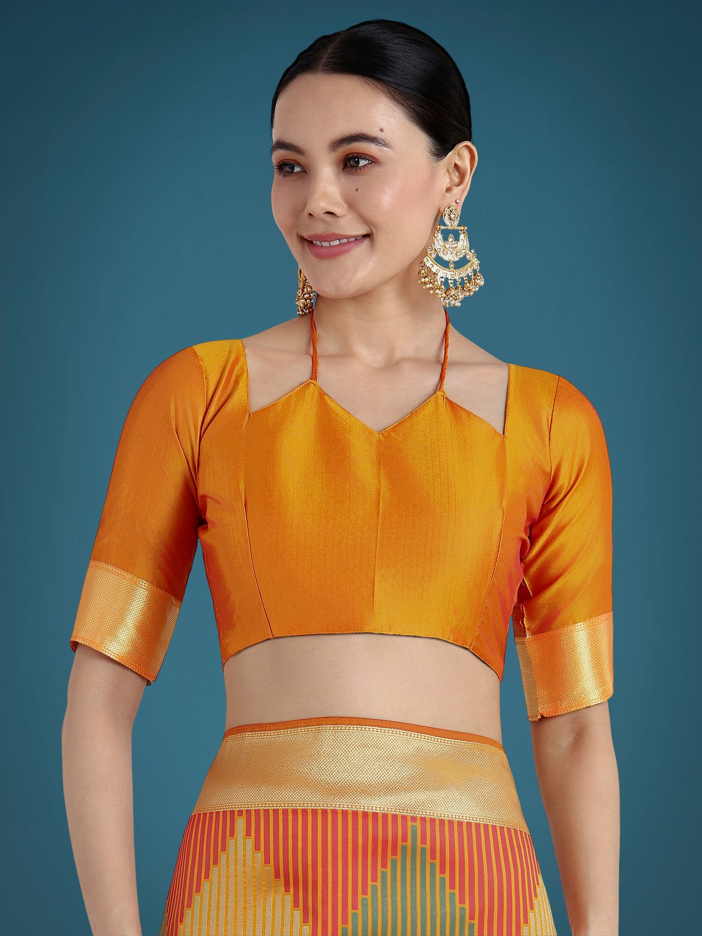 Monjolika Fashion Orange Colour Banarasi Silk Zari Weaving Classic Saree