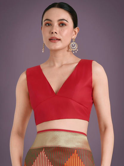 Monjolika Fashion Red Colour Banarasi Silk Zari Weaving Classic Saree