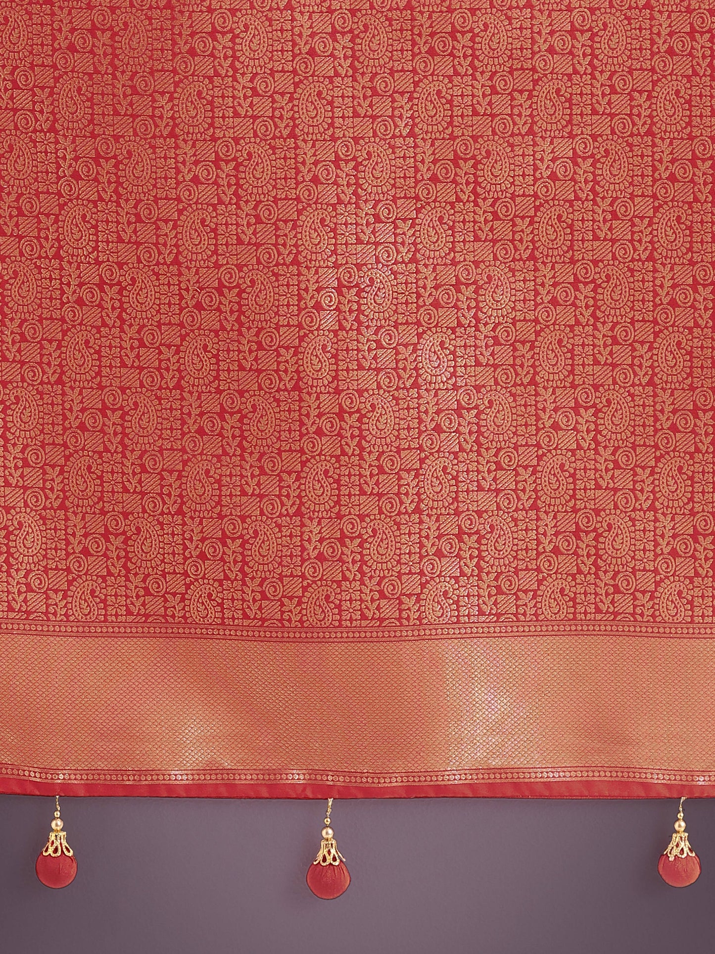 Monjolika Fashion Red Colour Banarasi Silk Zari Weaving Classic Saree