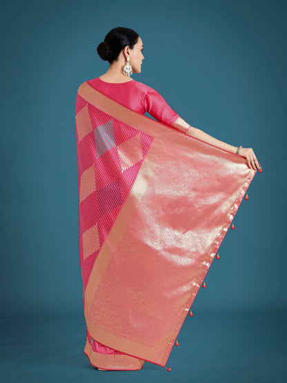 Monjolika Fashion Light Pink Colour Banarasi Silk Zari Weaving Classic Saree