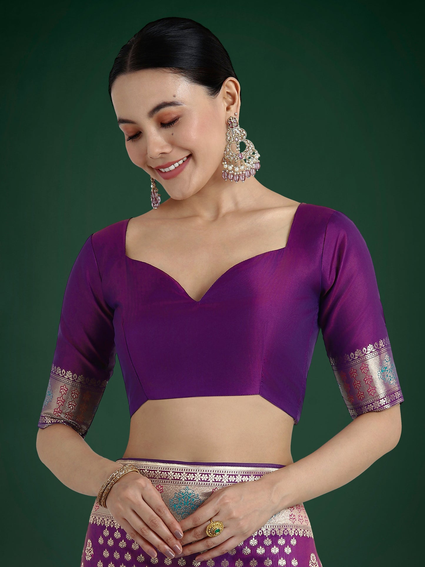 Monjolika Fashion Purple Colour Banarasi Silk Zari Weaving Classic Saree