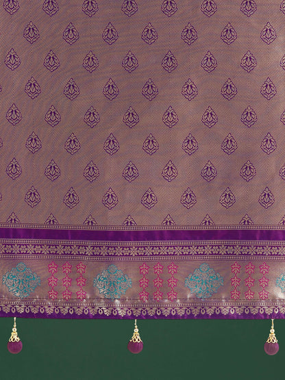 Monjolika Fashion Purple Colour Banarasi Silk Zari Weaving Classic Saree