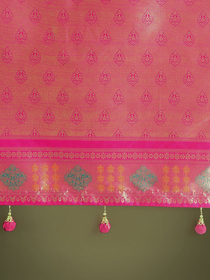 Monjolika Fashion Rani Pink Colour Banarasi Silk Zari Weaving Classic Saree