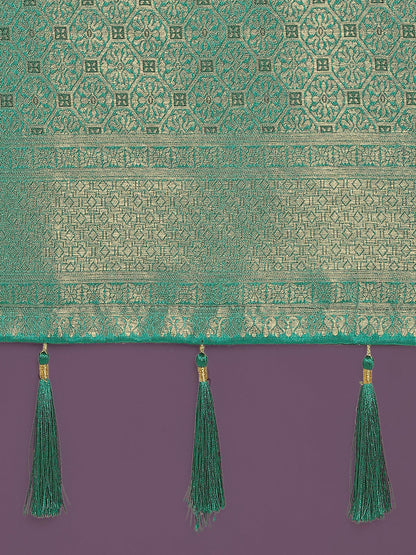 Monjolika Fashion Scintilla Turquoise Banarasi Satin Silk Meenakari zari weaving Pattern Saree