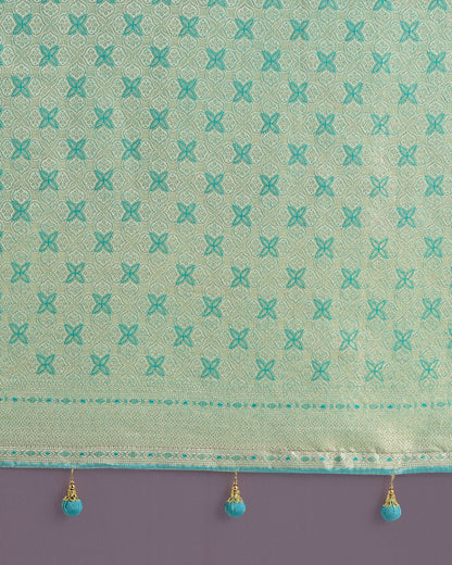 Monjolika Fashion Wonderful Light sky blue Soft Banarasi Satin Silk Leheriya Design Saree