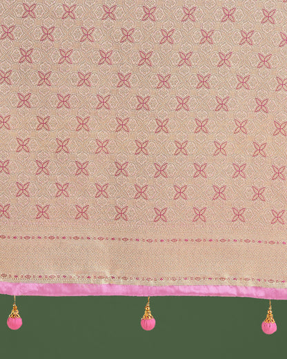 Monjolika Fashion Wonderful Light Pink Soft Banarasi Satin Silk Leheriya Design Saree