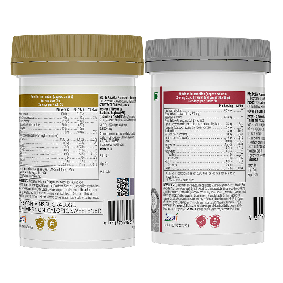Swisse Collagen Powder & Beauty Support Tablets Combo