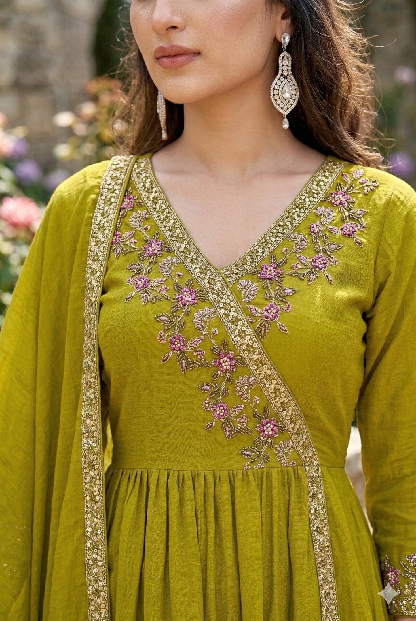 Anaita Yellow Anarkali Readymade Suit with Embroidery Work