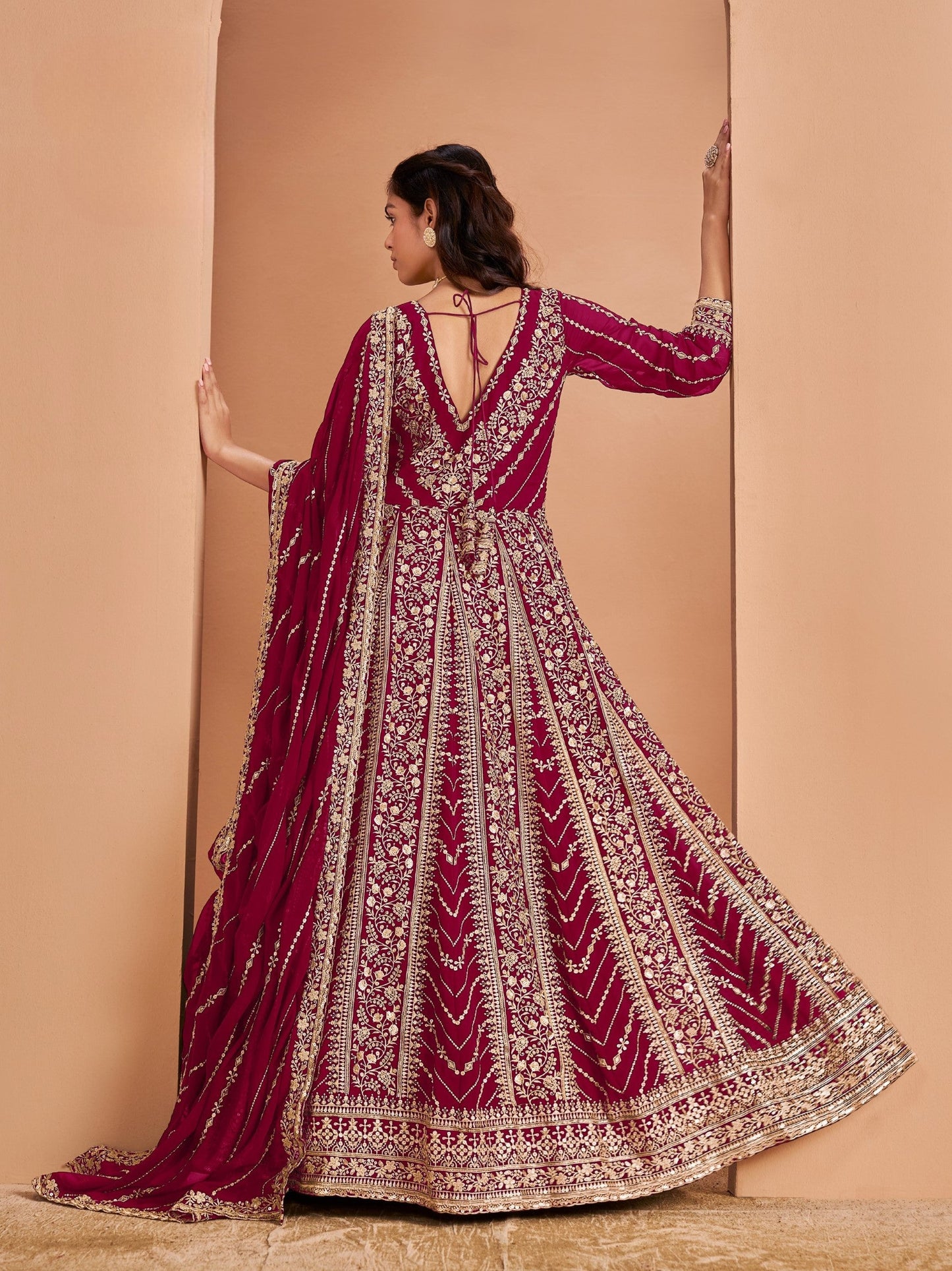 Anaita Dark Pink Georgette Embroidered Salwar Suit